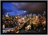Panorama, Sydney, Rzeka, Most, Statek